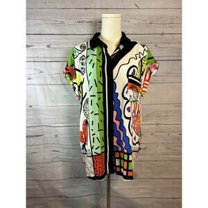 Calabria Tutti Frutti Desigual Button Down Shirt Large – Colorful Abstract